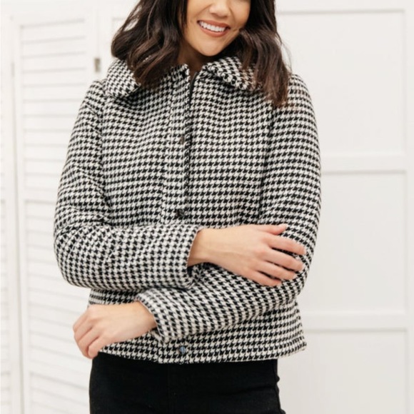 Andree by Unit Small Houndstooth Heavyweight Winter Puff Jacket - Picture 3 of 9